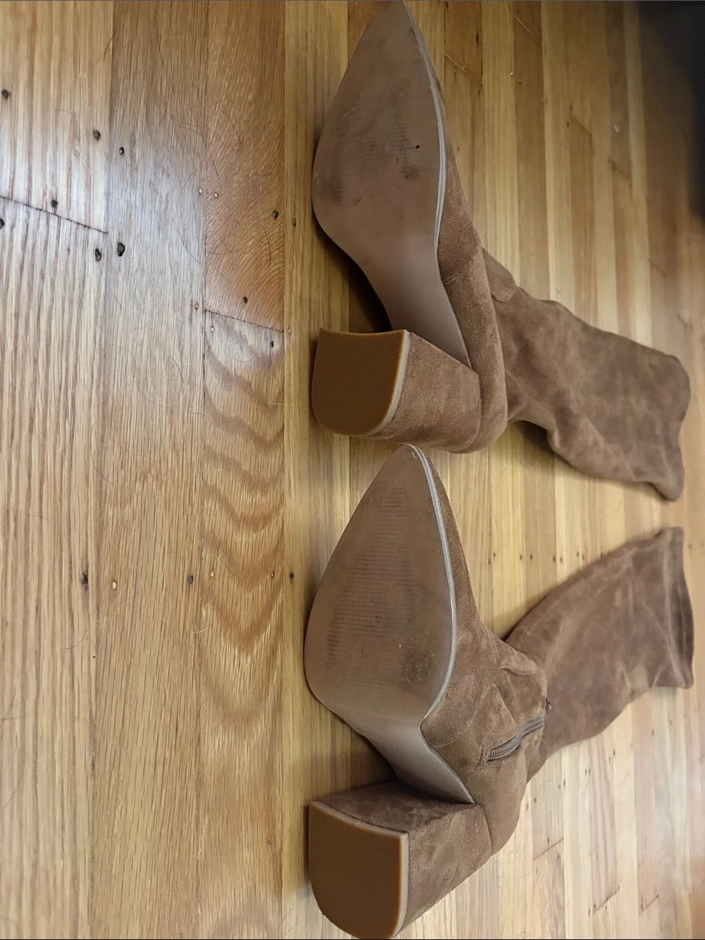Steve Madden Brown Suede Knee-High Block Heel Boots - Women's